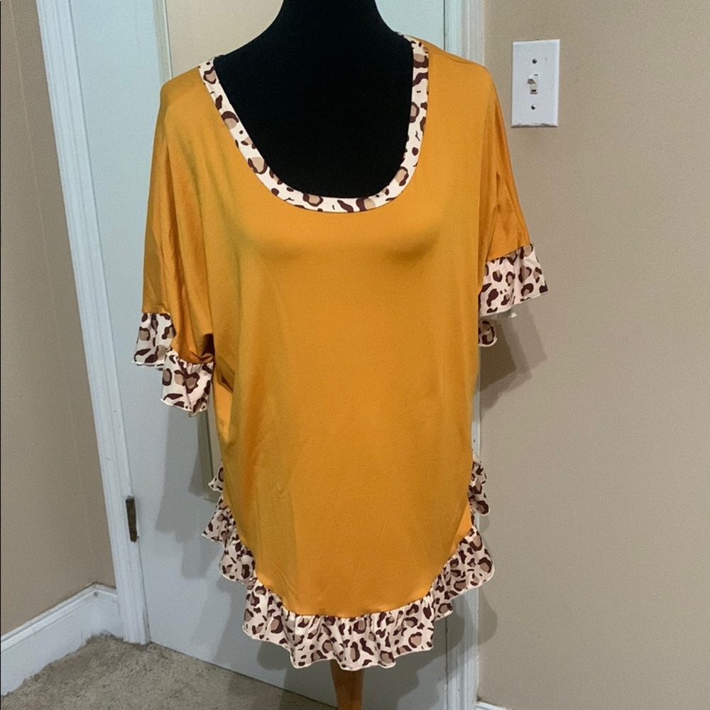 Yellow Flutter Sleeve Tunic with Ruffled Boxy Style